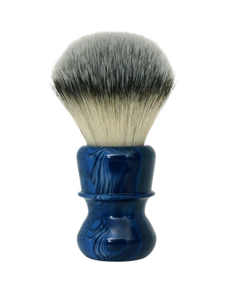 Shaving brush 82 in blue marble with 28 mm synthetic fibre